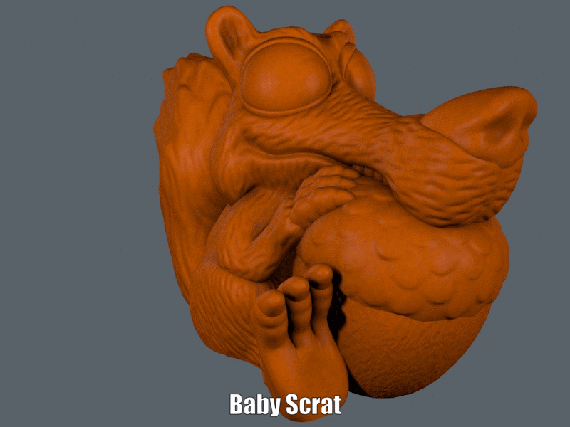 Scrat.gif Download free STL file Baby Scrat (Easy print no support) • 3D printing object, Alsamen