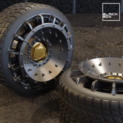 turbofanFunda_anim.gif STL file Turbofan Extreme Wheel and tire for diecast and RC model 1/64 1/43 1/24 1/18・3D printer design to download, BlackBox