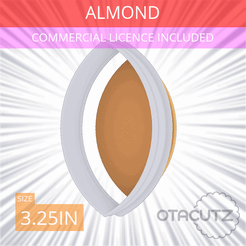 Almond~3.25in.gif Fichier STL Emporte-pièce en forme d'amande 3.25in / 8.3cm・Modèle imprimable en 3D à télécharger