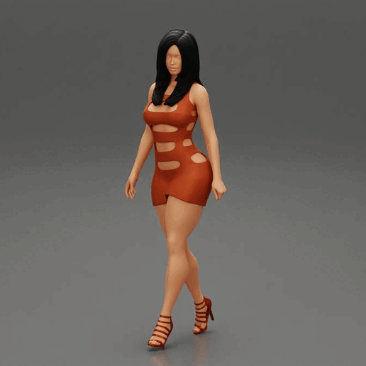 ezgif.com-gif-maker-7.gif Fichier 3D Belle fille robe talons marche modèle d'impression 3D・Objet pour impression 3D à télécharger, 3DGeshaft