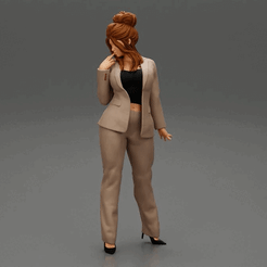 213.gif Fichier 3D Femme d'affaires en costume secrétaire posant Modèle d'impression 3D・Plan pour impression 3D à télécharger, 3DGeshaft
