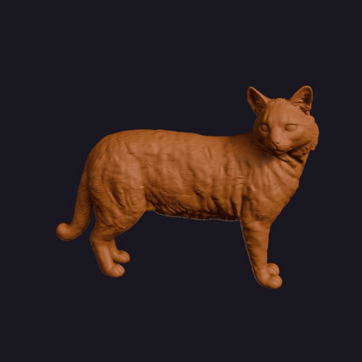 Realistic Turkish Angora Looking Side Cat Sculpture