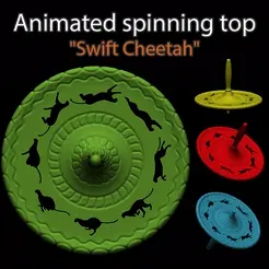 Animated_spinning_top.gif Fichier OBJ gratuit Vrille animée guépard fringant・Design pour imprimante 3D à télécharger