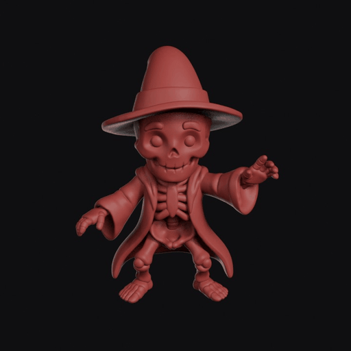 Skeleton Wizard In Wide Brimmed Hat