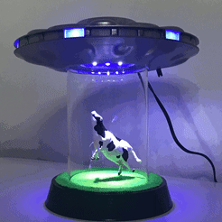 ufo.gif Download free STL file UFO Abduction Lamp with blinking lights • 3D printable object, OneIdMONstr