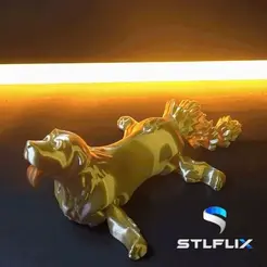 STLFLIX STL-Datei Golden Retriever mit Knickgelenk・3D-druckbare Vorlage zum herunterladen