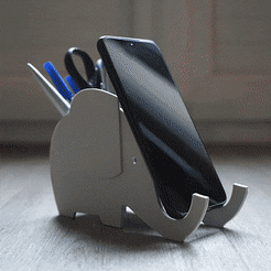 Diver_ElephantSupportPotablePotCrayon1.gif STL file Diver - Elephant Portable Stand and Pencil Cup・3D printing idea to download