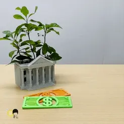 은행1-정사각-GIF.gif STL file 🏛 Bank Building Flowerpot 🪴・3D printable model to download
