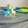 Intermodal_Flatcar_unload_and_load_timelapse_run_AdobeExpress.gif N Scale Model Train Intermodal Flatcar Freight with Magnetic Loads Micro-Trains Couplers