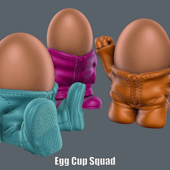 Egg-Cup-Squad.gif STL file Egg Cup Squad (Easy print no support)・3D printer model to download