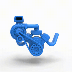Engine.gif 3D-Datei Diecast Motor V8 mit Zentrifugalgebläse Maßstab 1:25・3D-druckbare Vorlage zum herunterladen