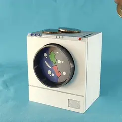 washing-machine.gif STL file Money Laundry Machine Coin Bank・3D printing idea to download
