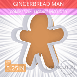 Gingerbread_Man~5.25in.gif STL file Gingerbread Man Cookie Cutter 5.25in / 13.3cm・Model to download and 3D print