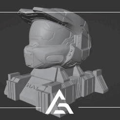 halo-3.gif STL file HALO or HALO 3 - Scale replica of the halo3 Collector's Edition helmet and stand.・3D printer design to download