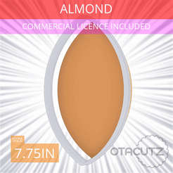 Almond~7.75in.gif STL file Almond Cookie Cutter 7.75in / 19.7cm・3D print design to download