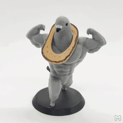 pigeon.gif STL file Ultra swole Pigeon with slice of bread・3D printer model to download