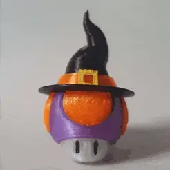 witch_keychain.gif Fichier 3D Sorcière d'Halloween Super Mario champignon・Design pour impression 3D à télécharger