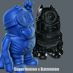 Superminion-v-Batminion.gif STL-Datei Superminion v Batminion (Einfacher Druck ohne Unterstützung)・3D-druckbares Design zum Herunterladen