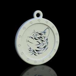 Médaille-chat-tribal.gif STL file Medal - Porte clés - Medal - Key ring・3D printable model to download, arvylegris