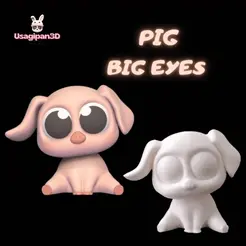 Cod339-Pig-Big-Eyes.gif 3D file Pig Big Eyes・Model to download and 3D print