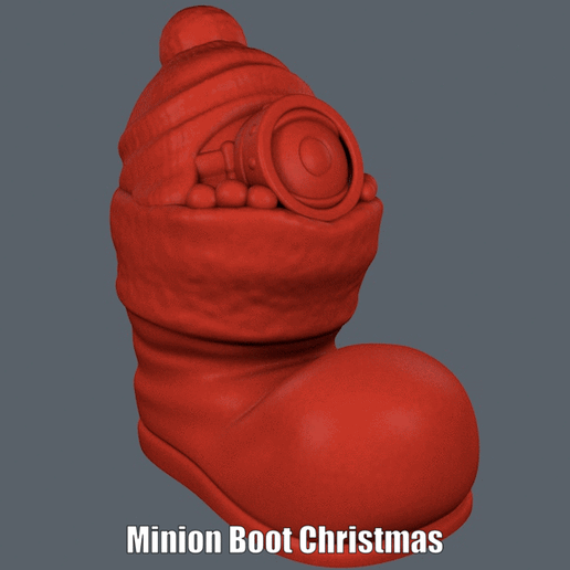 Minion Boot Christmas (Easy print no support) 3D model