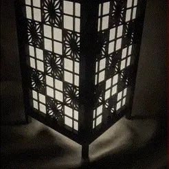 IMG_8054.gif STL file Kumiko Japanese Shoji Lantern - Kaku Asa-no-ha・Template to download and 3D print