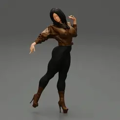 ezgif.com-gif-maker-57.gif Fichier 3D Jeune femme heureuse portant une veste en cuir marron Modèle d'impression 3D・Design à télécharger et à imprimer en 3D