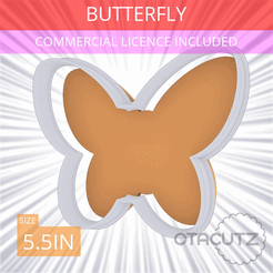 Butterfly~5.5in.gif STL file Butterfly Cookie Cutter 5.5in / 14cm・3D printer design to download