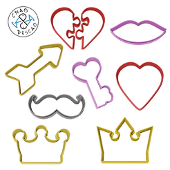 Pack_Valentines_CP_GIF.gif Download STL file Valentine´s Day Silhouette Collection Set - Cookie Cutter - Fondant - Polymer Clay • 3D printable object, Cambeiro