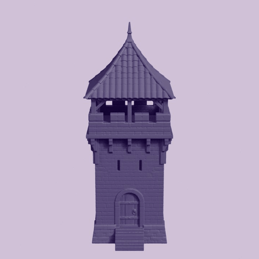 Medieval Stone Guard Tower with Tiled Roof
