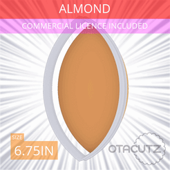 Almond~6.75in.gif STL file Almond Cookie Cutter 6.75in / 17.1cm・3D printing model to download