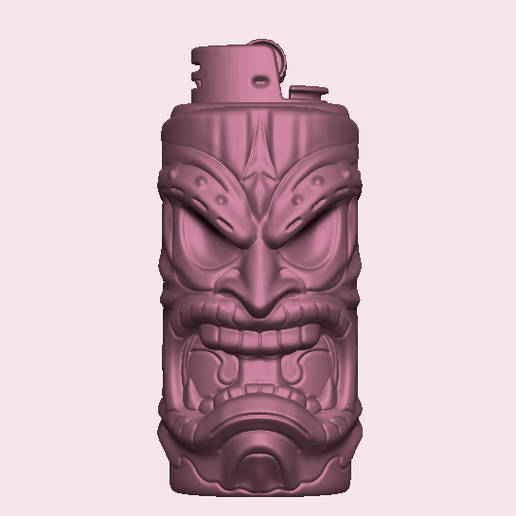 BIC LIGHTER COVER TIKI CHAMAN LIGTHER COVER .COVER TO CUSTOMIZE BIC LIGHTER -BIC- HIGH DEFINITION STL FILES .STL HD PRINT