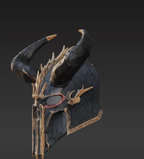 🪖 Stylized Fantasy Horned Helmet – Dark Armor with Mystic Rune