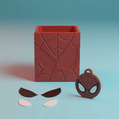Untitled-Project2.gif 3D-Datei Spider Man Box Bleistifthalter / Pflanzer + Schlüsselanhänger Gratis・3D-druckbare Vorlage zum herunterladen