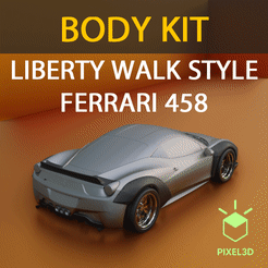 Sem-Título-2.gif Файл STL Ferrari 458 (комплект кузова, вдохновленный Liberty Walk) - 28dec21 -01・Шаблон для 3D-печати для загрузки, Pixel3D