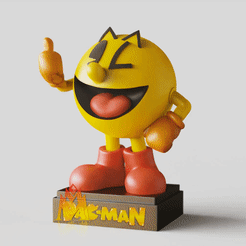 Pac-Man.gif Fichier STL Fanart Pac-Man - pose debout - mascotte du jeu -Fanart・Plan à imprimer en 3D à télécharger