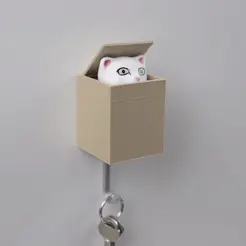 CAT-IN-BOX-WALL-KEY-HANGER.gif Fichier 3D CAT IN BOX - PORTE-CLÉS MURAL・Modèle à imprimer en 3D à télécharger