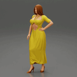 212.gif Archivo 3D Hermosa mujer joven con un vestido largo blanco en el modelo de impresión 3D de estilo clásico・Design para impresora 3D para descargar, 3DGeshaft