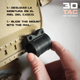 3DTAC_HelmLIght_2.gif STL-Datei 3DTAC / Airsoft Helmet Rail Flashlight Adapter kostenlos・Design für 3D-Drucker zum herunterladen