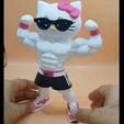 hellokityprint3dmusculos.gif 💪🐱 Muscular HelloKitty - 3D Printable Model