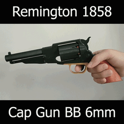 vid-gif-remington.gif Archivo 3D Remington Revolver 1858 Cap Gun BB 6mm Totalmente Funcional Escala 1:1・Modelo imprimible en 3D para descargar