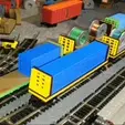 Bulk-Carrier-video.gif N scale Model Train Freight Car Bulk Carrier Flat Car Four lengths: 40' ~ 45'  ~ 60' ~ 70' w/Wire Spool & Container Magnetic Loads for Micro-Trains Couplers