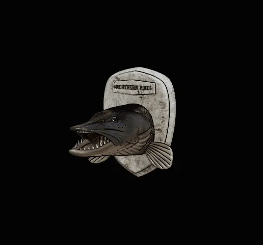 Northern-Pike-fish-model-trophy-head.gif head trophy NORTHERN PIKE (ESOX LUCIUS) open mouth statue detailed texture for 3d printing