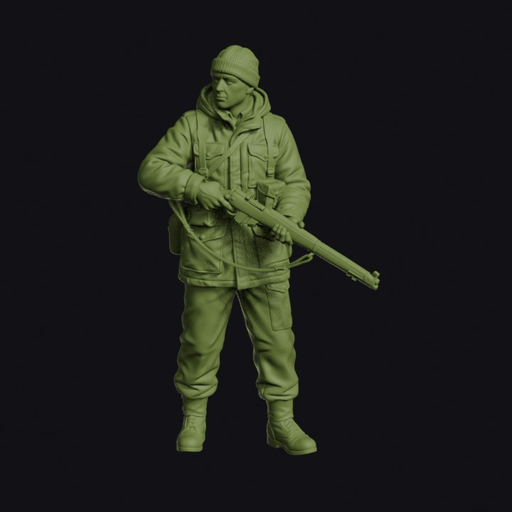 Korean War British Infantryman in a Parka with a Rifle and Cap Comforter