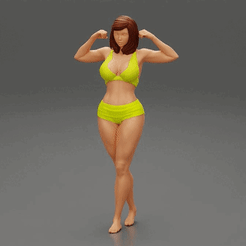 ezgif.com-gif-maker-40.gif 3D file Young Fit Strong Woman Shows Biceps 3D print model・3D printer model to download, 3DGeshaft