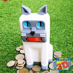 CatCB_Gif3.gif Free STL file Cat Coin Bank・3D printer design to download