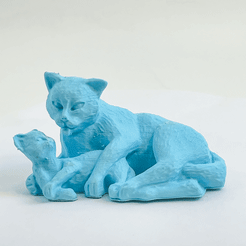 20230628_052823.gif Fichier STL Cat mom and baby・Objet imprimable en 3D à télécharger