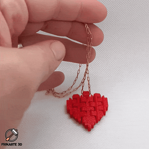 💜 Articulated Pixel Heart Necklace – A Unique 3D-Printed Gift of