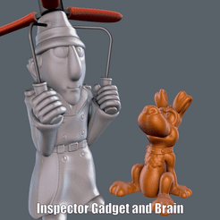 Inspector-Gadget-and-Brain.gif STL file Inspector Gadget and Brain (Easy print no support)・3D print model to download, Alsamen