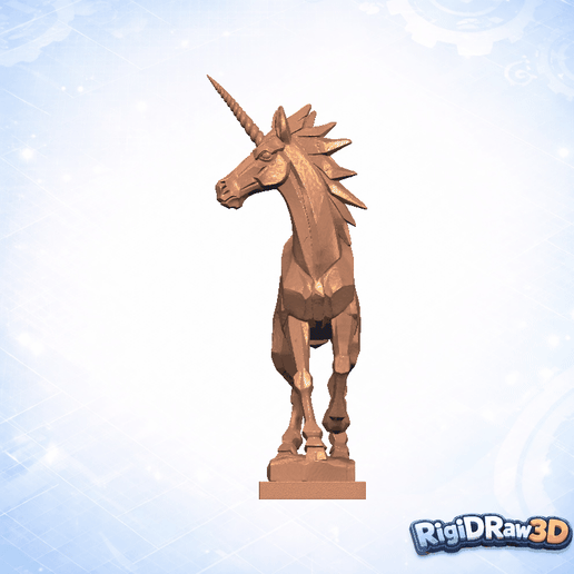 Geometric Stone Unicorn Statue Art – RDW3D-1BE94